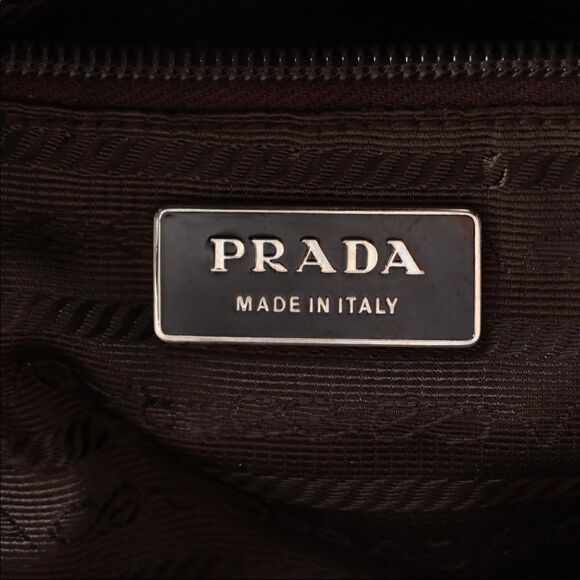 Auth Prada red leather and green nylon hand bag - Picture 11 of 16